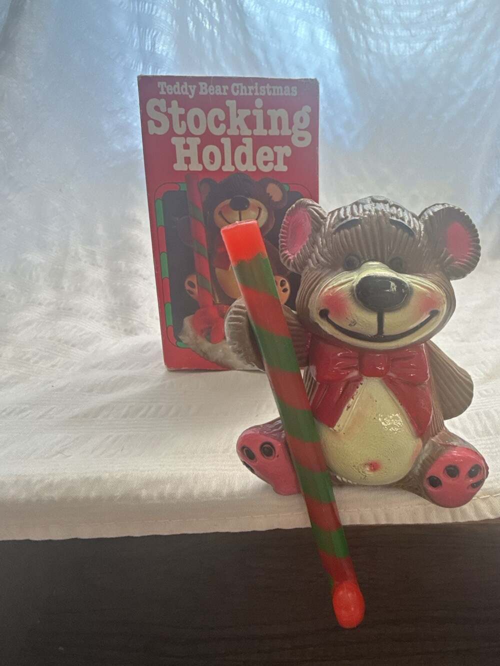 Vintage 1983 Giftco Teddy Bear Christmas Stocking Holder